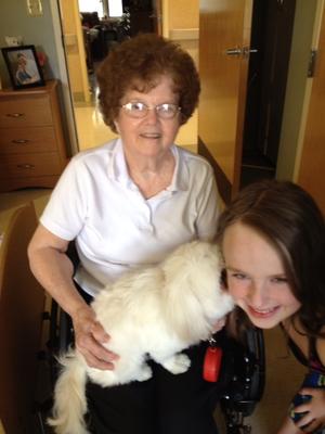 This is Gizzie making friends at the nsg home